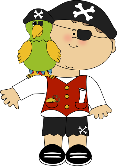 Pirate With A Parrot On His Shoulder - Cute Pirate Clip Art (388x550), Png Download