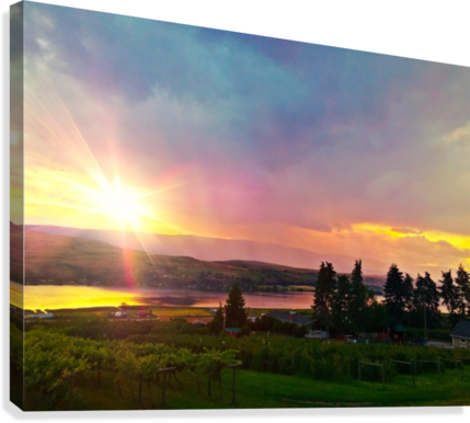 Valley Sunset Canvas Print - Red Sky At Morning (429x386), Png Download