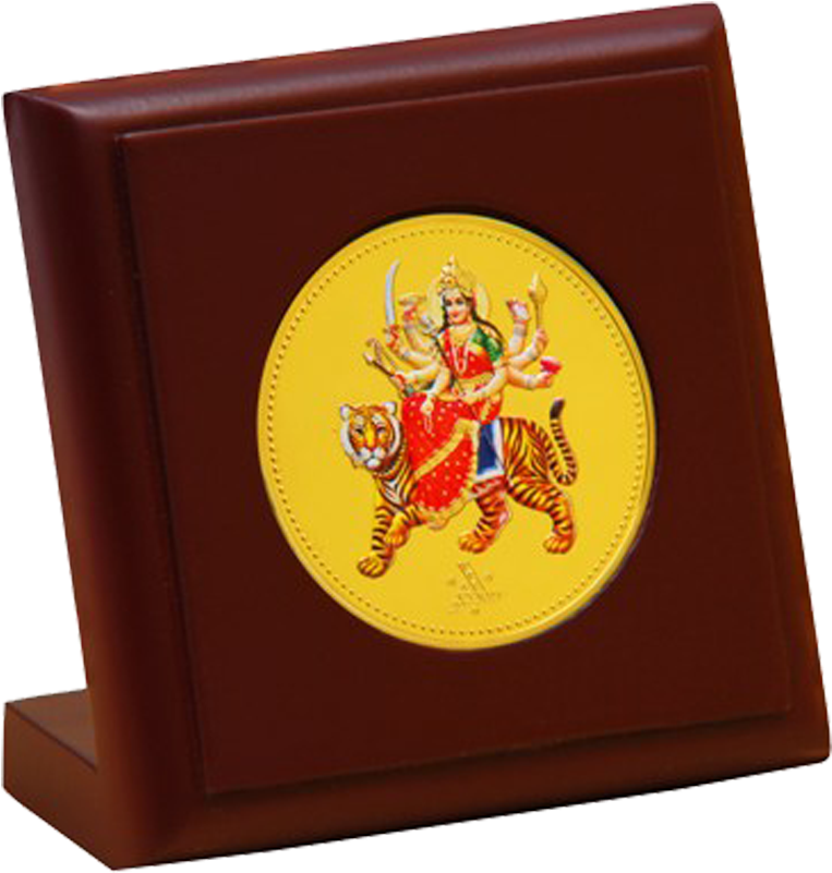 Car Durga Mata Square Meenakari - Cartoon (800x800), Png Download