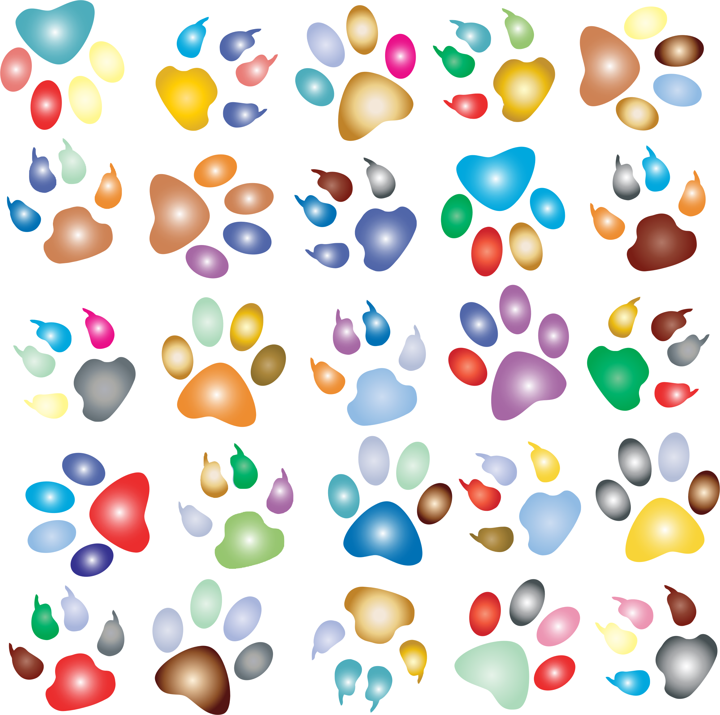 This Free Icons Png Design Of Colorful Paw Prints Pattern (2326x2308), Png Download