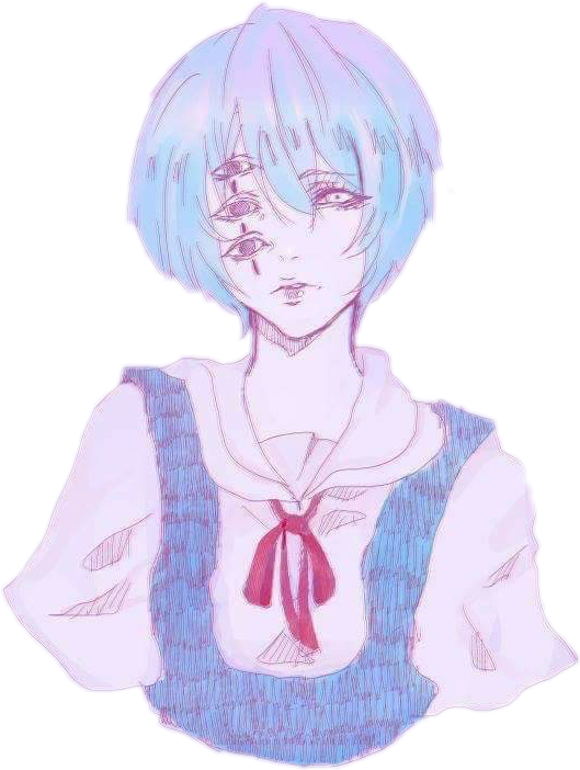 Anime Vaporwave Png - Rei Ayanami Lilith Face (529x702), Png Download
