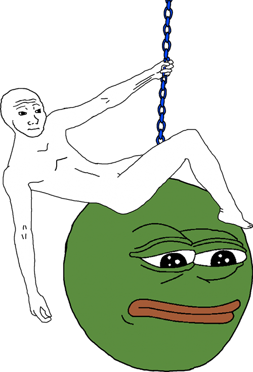 Green Plant Vertebrate Cartoon Head Line Art Smile - Pepe And Feels Guy (500x737), Png Download