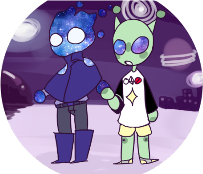 “i Drew The Lil Green Alien Boi I Also Drew Him With - Cartoon (500x357), Png Download