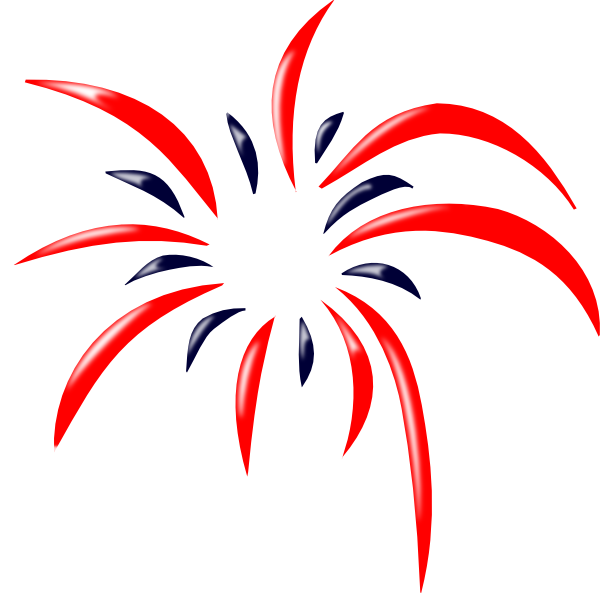 Picture Transparent Free Fireworks Clipart - Red White And Blue Fireworks July 4 (600x593), Png Download