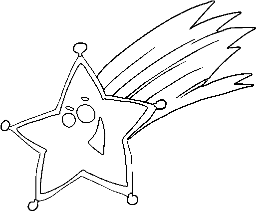Shooting Star Coloring Page - Drawing (600x470), Png Download