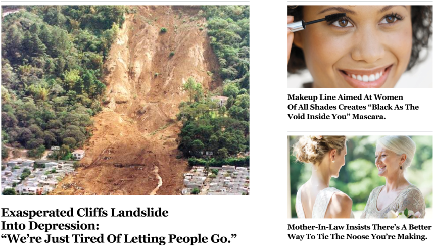 Comedy Writing Onion6 - Landslides By Jeffrey Zuehlke (1000x563), Png Download