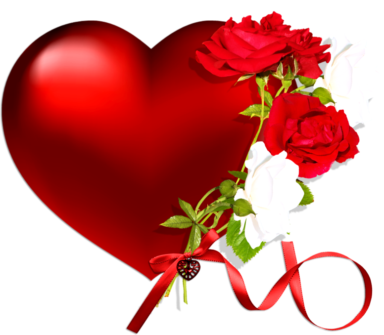 Heart Png With Red And White Flower - Red Hearts And Roses (776x678), Png Download