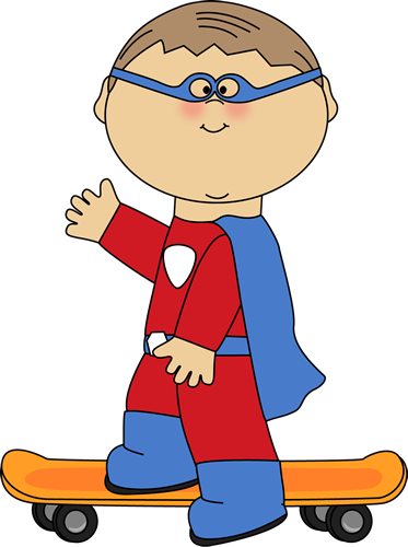 Boy Superhero On A Skateboard Clip Art - Boy Skateboard Clipart (373x500), Png Download