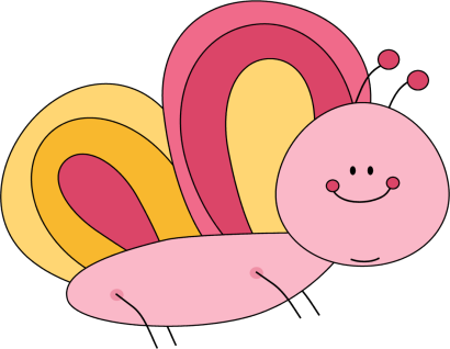 Cute Free Clip Art - Butterfly Clipart Cute (410x318), Png Download