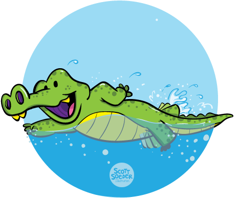 Level 5 Gator - Alligator Clip Art Swimming (510x461), Png Download