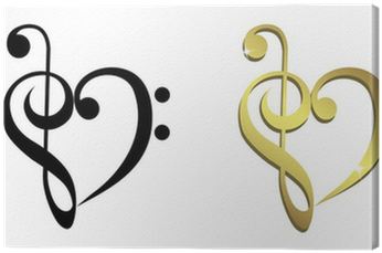 Heart Formed Of Treble Clef And Bass Clef Canvas Print - Music Note Painted Rocks (400x400), Png Download
