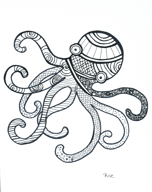 Black Ink Octopus Illustration - Octopus (800x650), Png Download