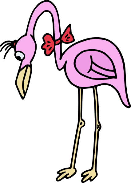 Flamingo With Bow In Color Svg Clip Arts 426 X 594 (426x594), Png Download