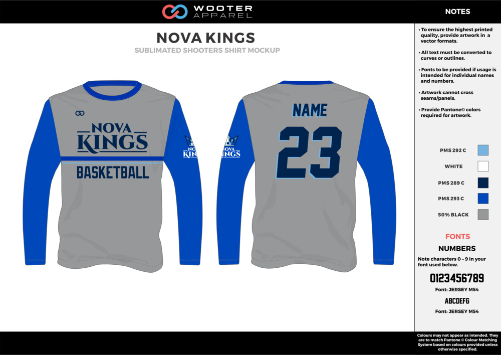 Nova Kings Blue Gray White Basketball Long Sleeve Shooting - Basketball (1000x708), Png Download