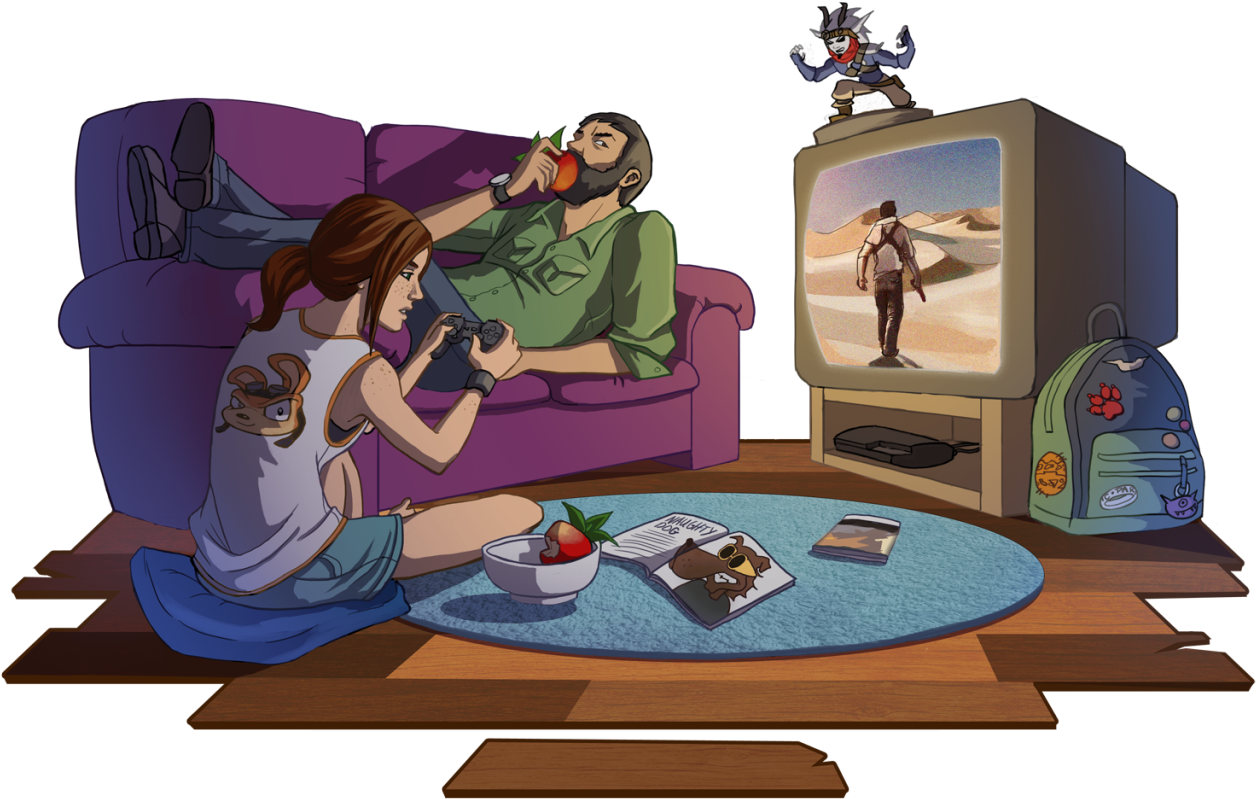 Naughty Dog 30th Anniversary Submission By Sketchy-nic - Joel And Ellie Love (1280x1056), Png Download