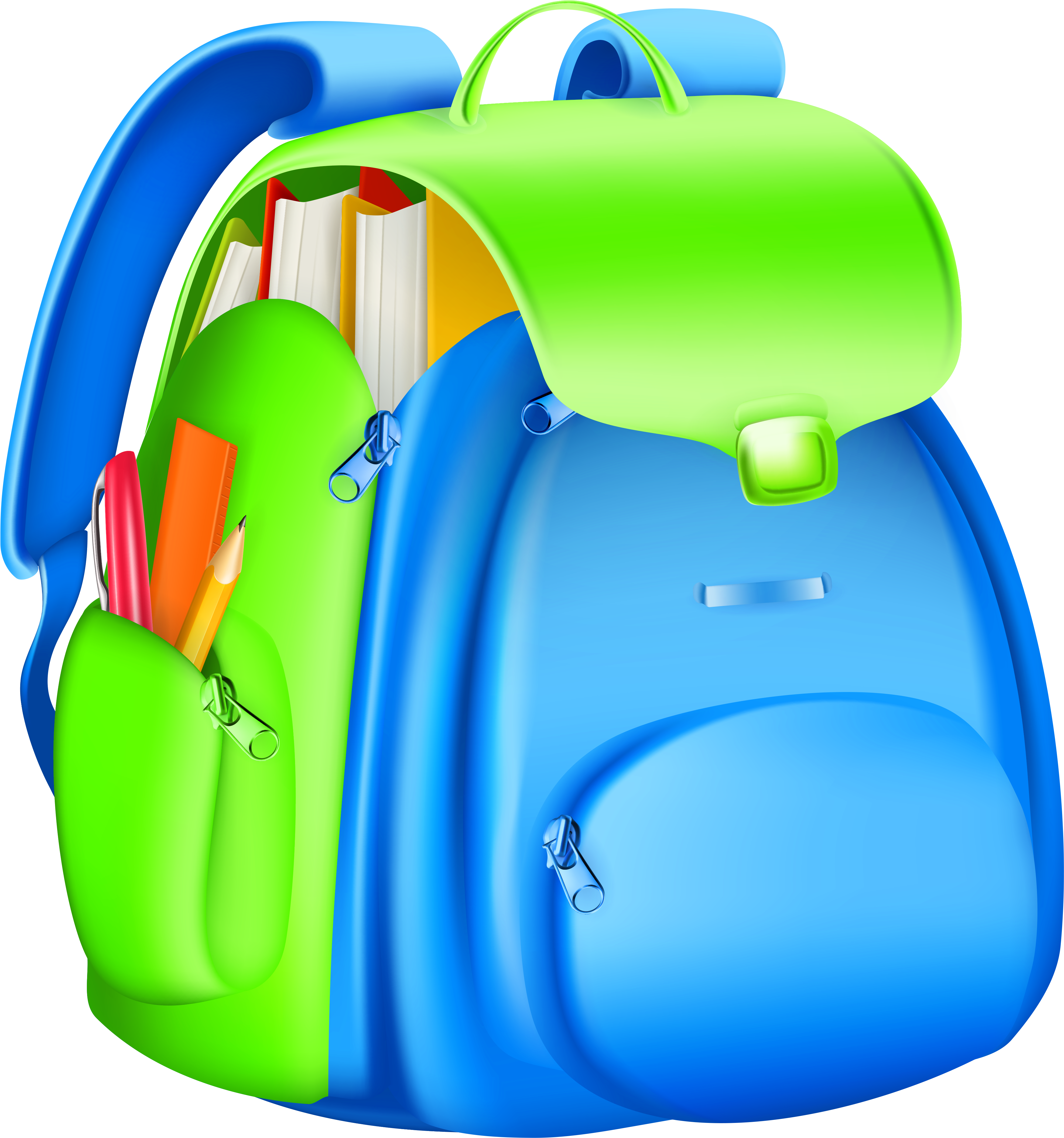 School Backpack Clipart - School Bag Clipart (4318x4627), Png Download