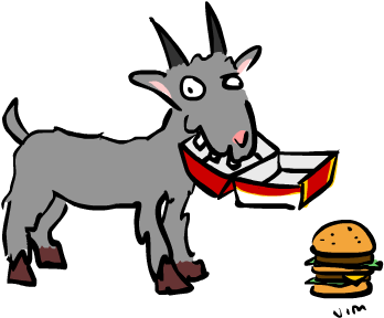 Goat Eating Garbage Cartoon (428x390), Png Download