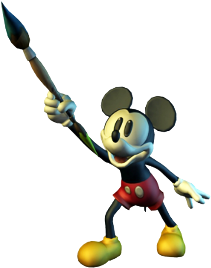 Png - Mickey Mouse With A Paintbrush (452x559), Png Download