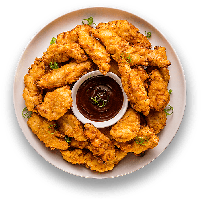 Buttermilk Chicken Tenders - Fried Chicken Top View Png (709x758), Png Download