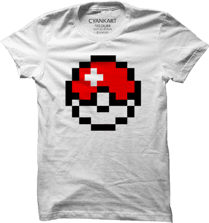8 Bit Pokeball T-shirt - Souled Store T Shirt (438x465), Png Download