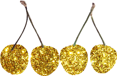 #cherry #transparent #gold #glitter - Gold Cherry Png (500x333), Png Download