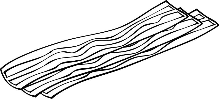Breakfast, Bacon - Bacon Clipart Black And White (900x410), Png Download