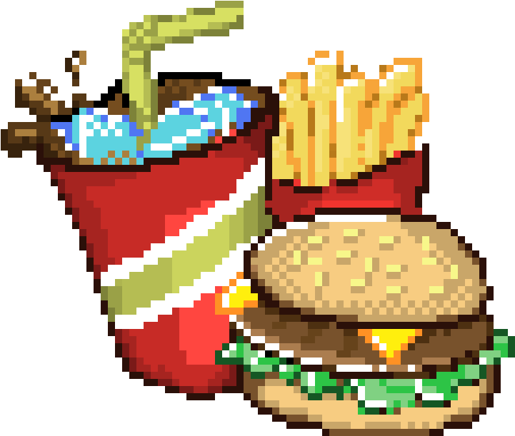Fast Food - ) - Big Pixel Art Grid (820x630), Png Download