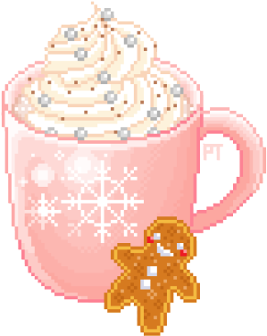 Cute Hot Chocolate Gingerbread Pixel Art Pixel Pixel - Pretty Transparents Pixel Png (500x416), Png Download