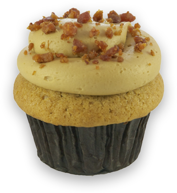 A Flavorful Bacon Infused Maple Cupcake, Topped With - Cupcake (400x400), Png Download
