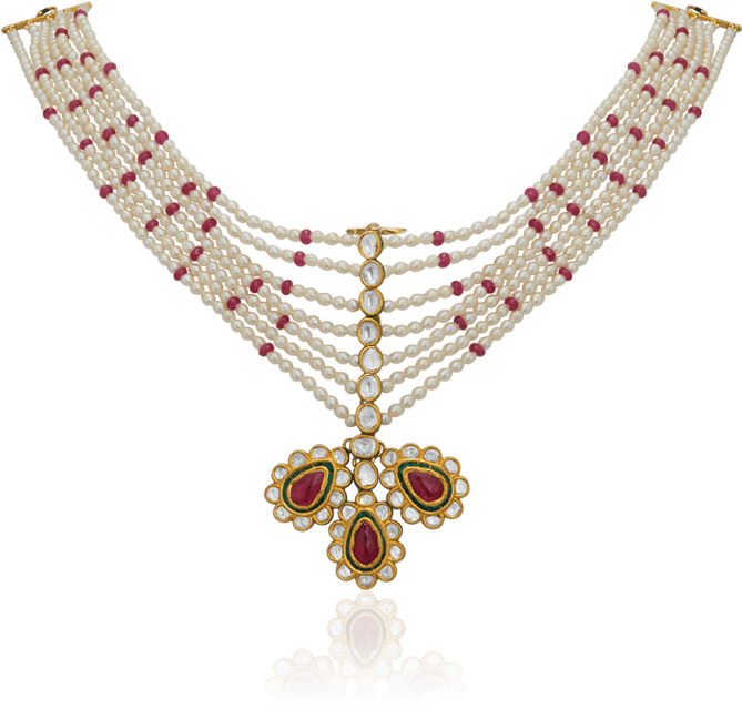 Pearl & Ruby Matha Patti - Layered Necklace (800x800), Png Download