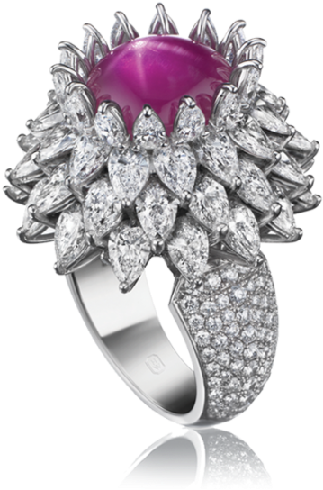 Harry Winston Star Ruby - Harry Winston Cocktail Rings (626x649), Png Download