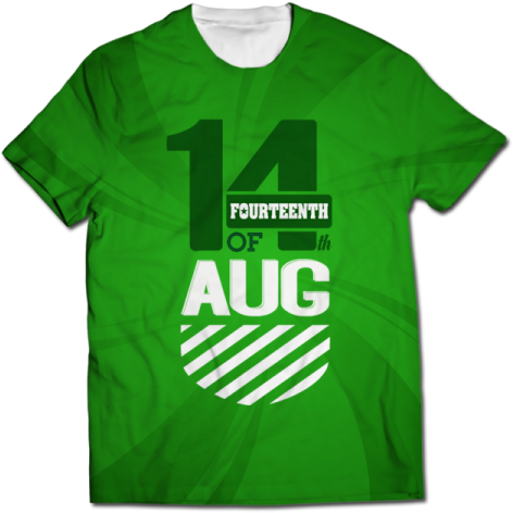 14 August All Over Printed T-shirt - 14 August Png Text (600x600), Png Download