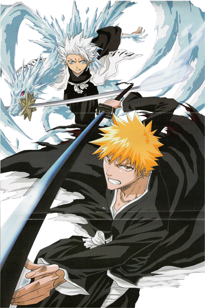 In Bleach, Two Of The Most Badass Characters Would - Hitsugaya Toshiro Vs Ichigo (399x600), Png Download