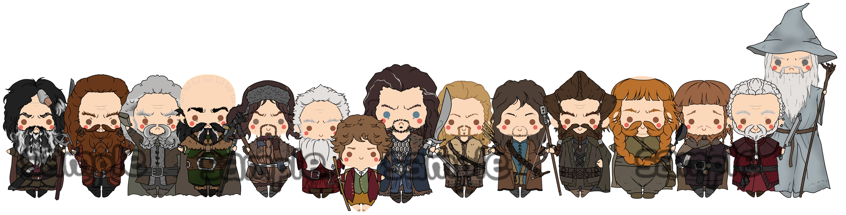 The Hobbit - Hobbit Chibi (2935x715), Png Download