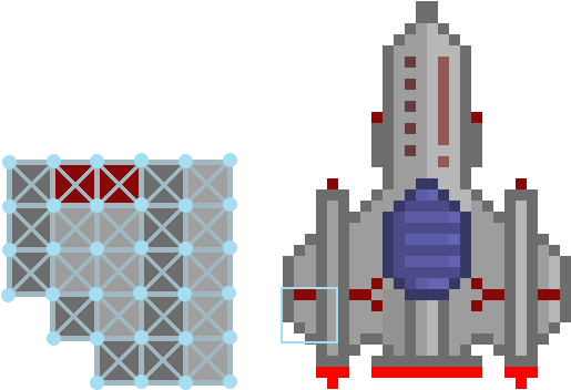 Pixel Nodes - Spaceship Pixel Art Png (600x400), Png Download