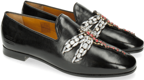 Loafers Scarlett 8 Black Patch Dragon Fly - Slip-on Shoe (477x477), Png Download