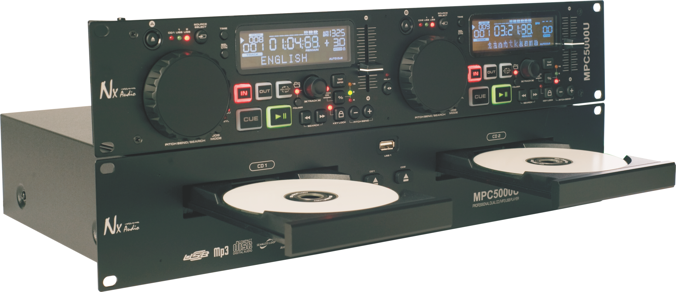 Cd Usb Mp3 Players - Dj Mixer Nx Audio (2220x960), Png Download