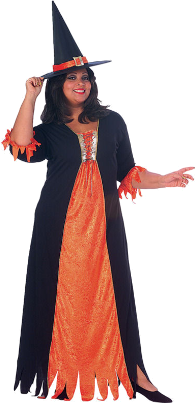 Halloween Witch Costume - Gothic Witch Plus Size Halloween Costume (500x793), Png Download
