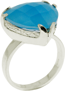 Blue Chalcedony Silver Ring - Silver (480x410), Png Download