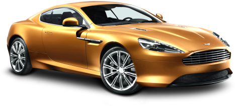 Aston Martin Virage Gold Car Png Image - Transparent Clip Art Car (500x253), Png Download