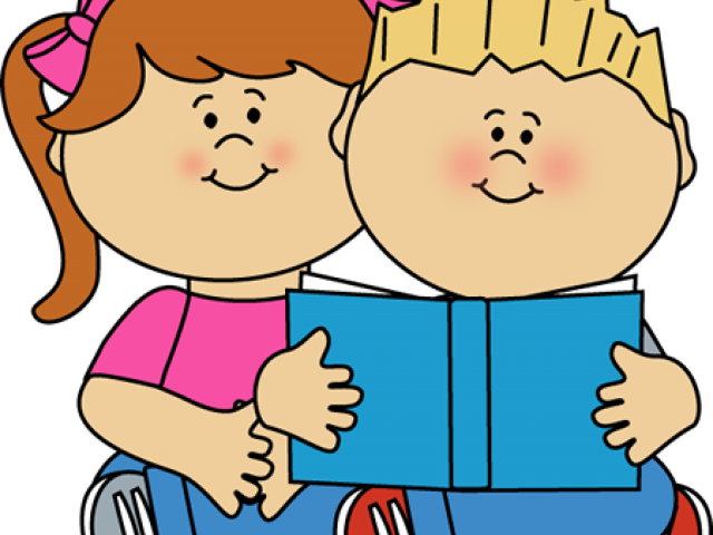 Reading With A Friend Clipart (640x480), Png Download