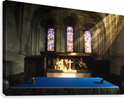 Cross Illuminated At The Altar Of A Church Canvas Print - Church Altar Stone (429x344), Png Download