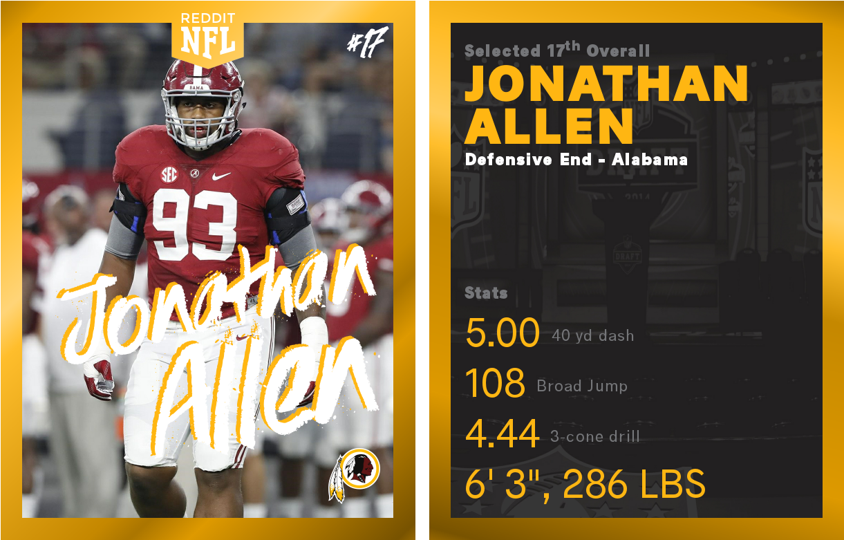 Draft Pickround - Jonathan Allen Redskins Edit (1260x820), Png Download