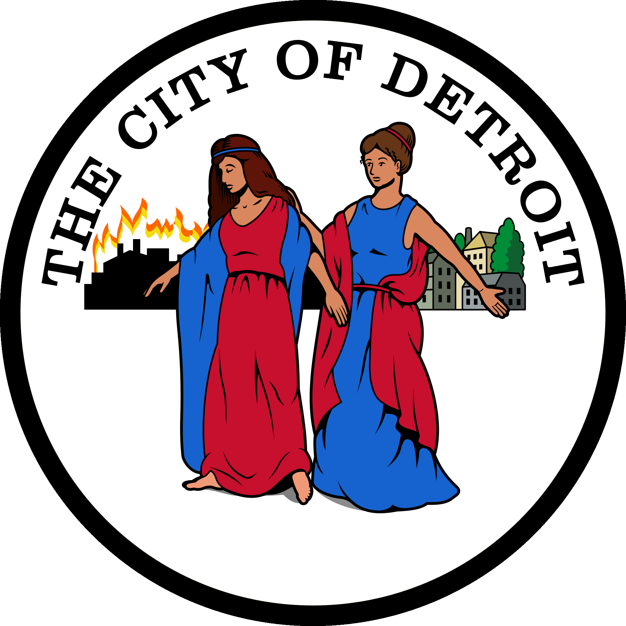 Seal Of Detroit - Detroit Coat Of Arms (2000x2000), Png Download