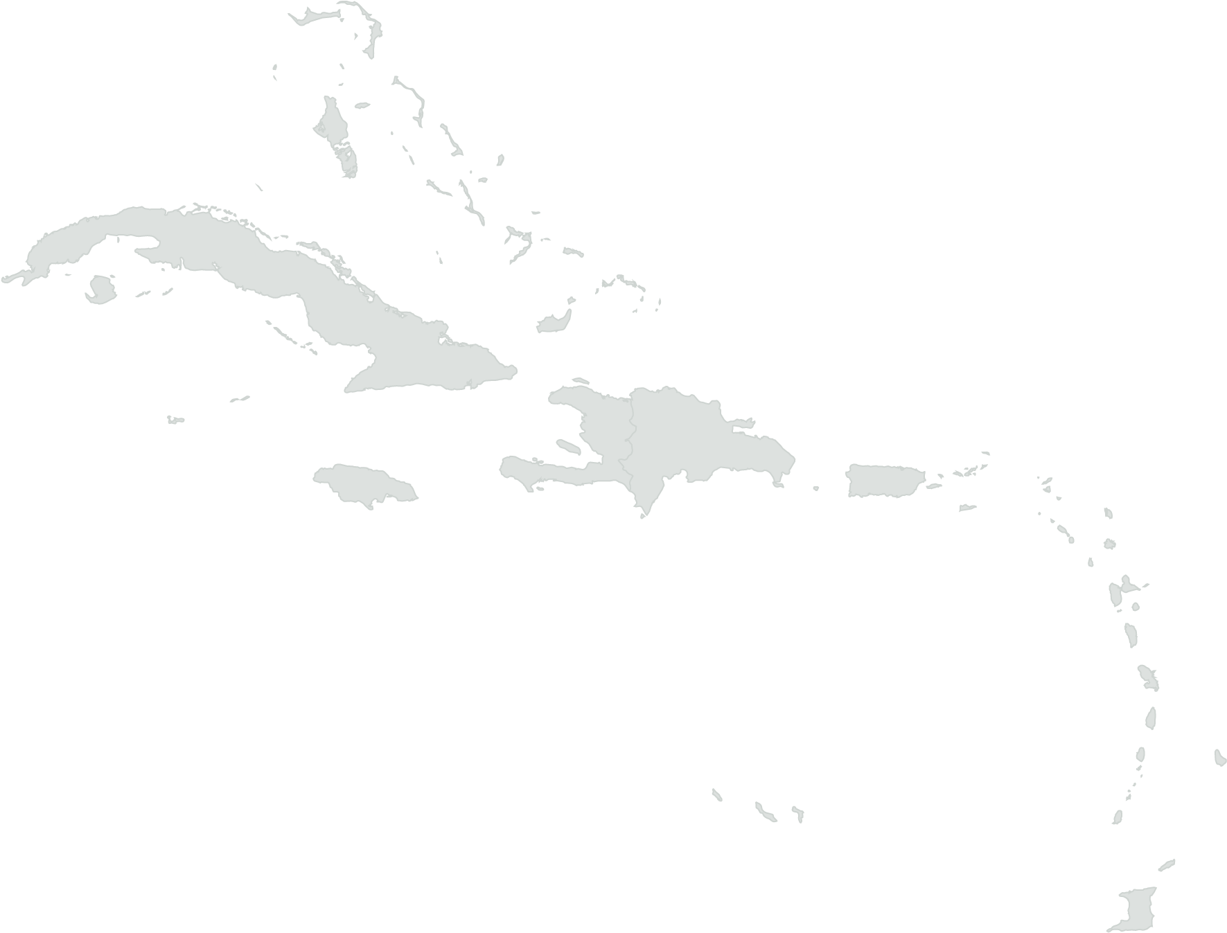 Caribbean Small Island Developing States Are Building - Oakwood Decals Caribbean (blue) Islands Map Silhouette (1854x1667), Png Download