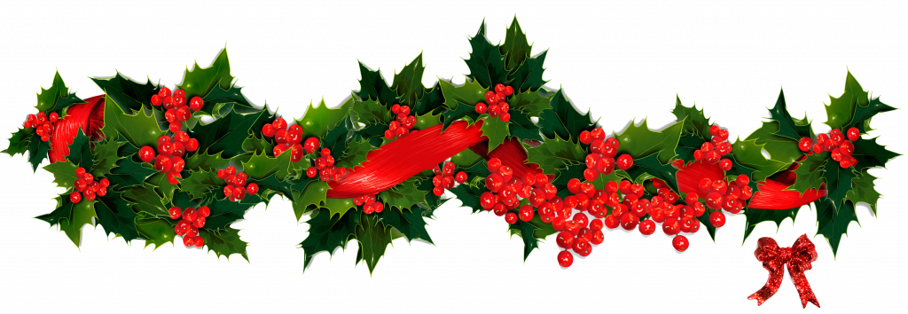 Christmas ~ Phenomenal Christmas Wreath Clip Art Images - Christmas Holly Garland Clipart (1024x354), Png Download