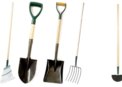 Garden Tools Png Transparent Picture - Shovel And Rake Png (495x400), Png Download
