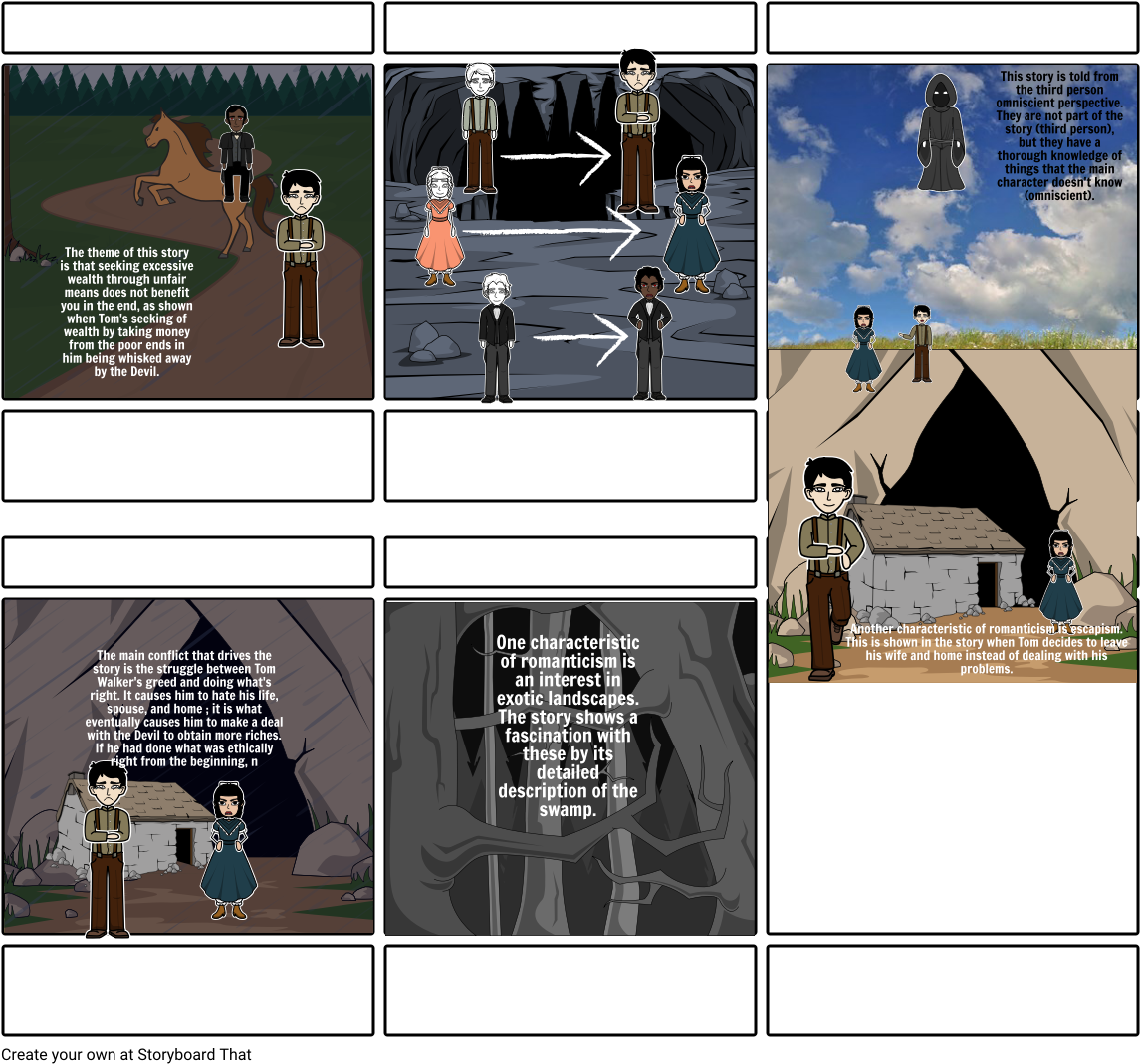 Romanticism In The Devil And Tom Walker - Cartoon (1164x1086), Png Download