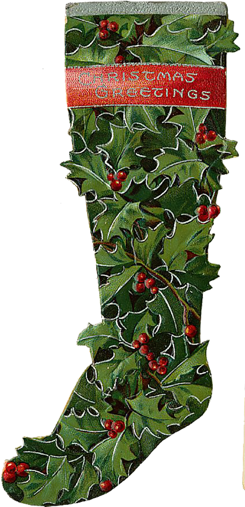 Free Download Holly Clipart Santa Claus Vintage Christmas - Christmas Day (501x1050), Png Download