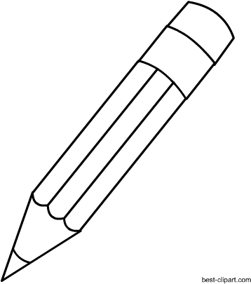 Black And White Pencil With Eraser Clip Art - Clip Art (450x450), Png Download